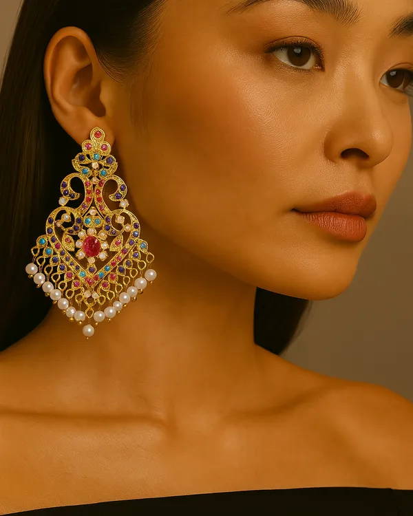 Peacock Heritage Chandbali Earrings